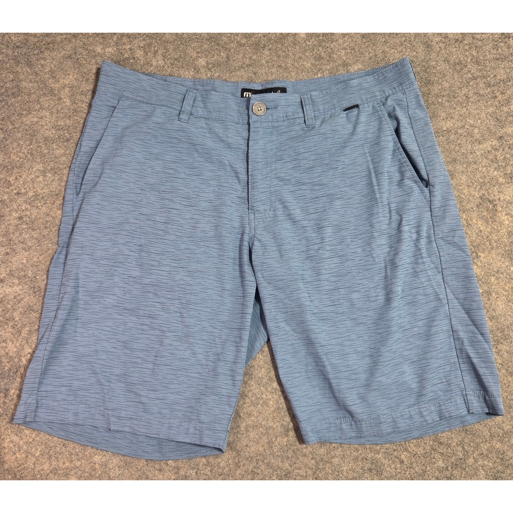 Travis Mathew Golf Shorts Mens 34 Blue Heathered Performance Stretch Light